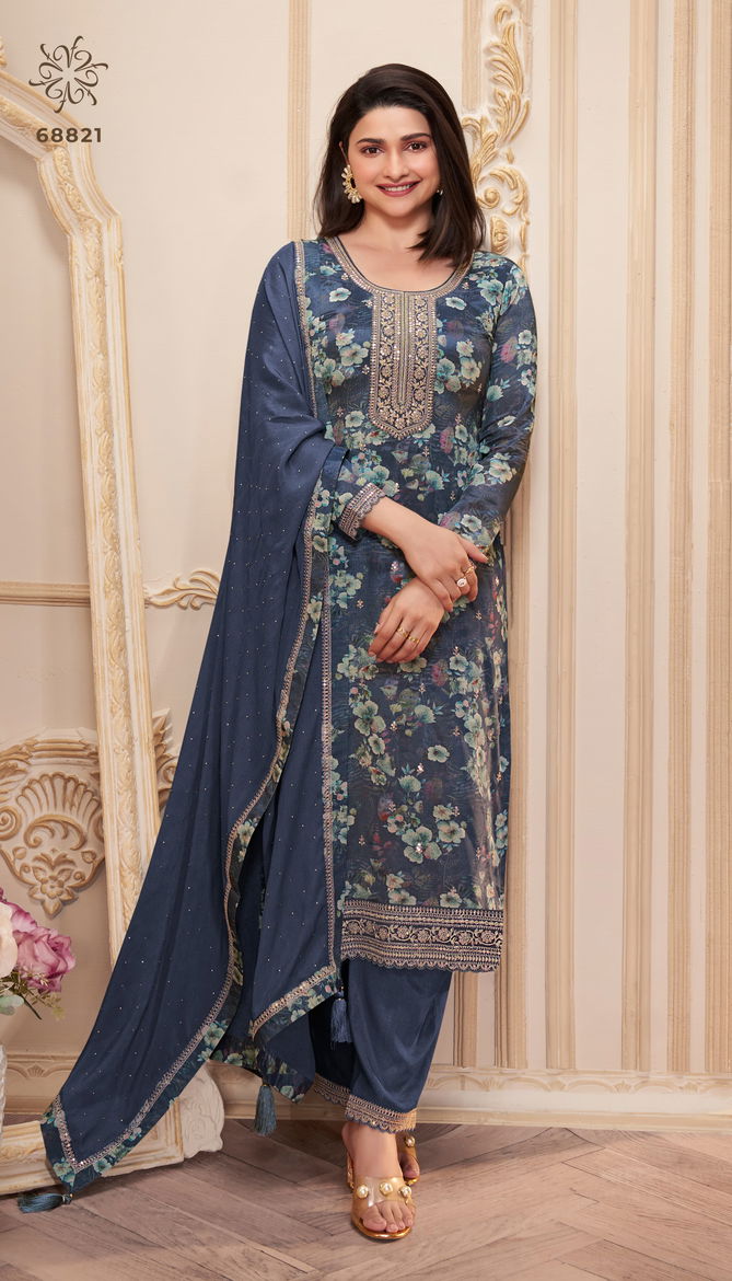 Pahal By Vinay Kuleesh Chinon Digital Printed Designer Salwar Kameez Wholesalers In Surat
